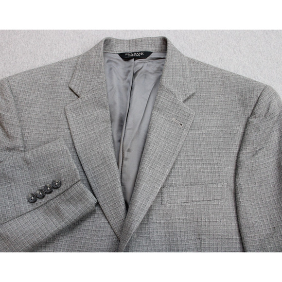 Jos A Bank Blazer Mens 40S Gray Check 2 Button Single Breasted Silk Wool - Picture 1 of 11